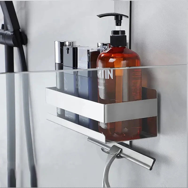 No Drill Movable Bathroom Shelf Steel Organizer for Shower and Storage Solution