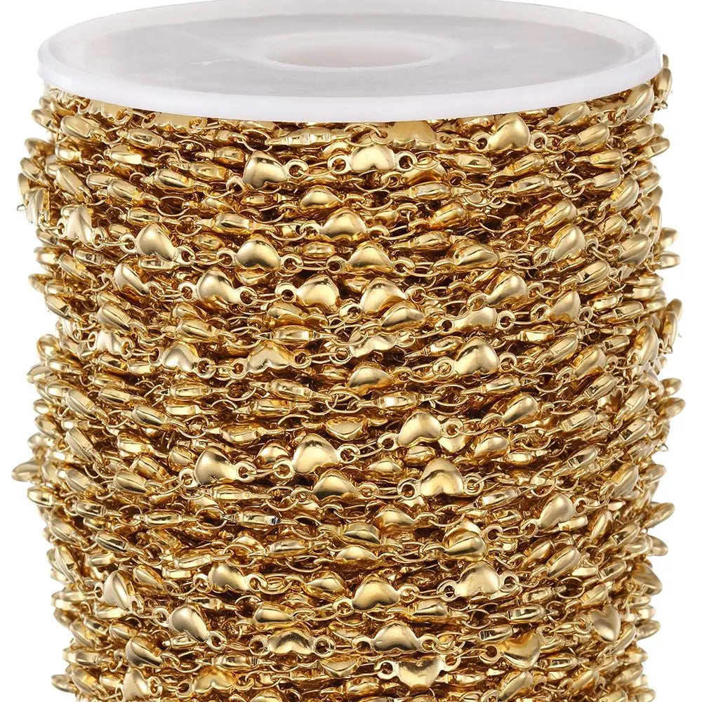 1Meter Stainless Steel Gold Love Heart Link Chain DIY Jewelry