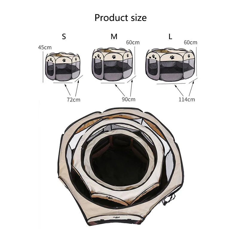 Cats and dogs delivery room pets octagonal cage breathable fence tent scratch-resistant Oxford cloth foldable cat and dog nest