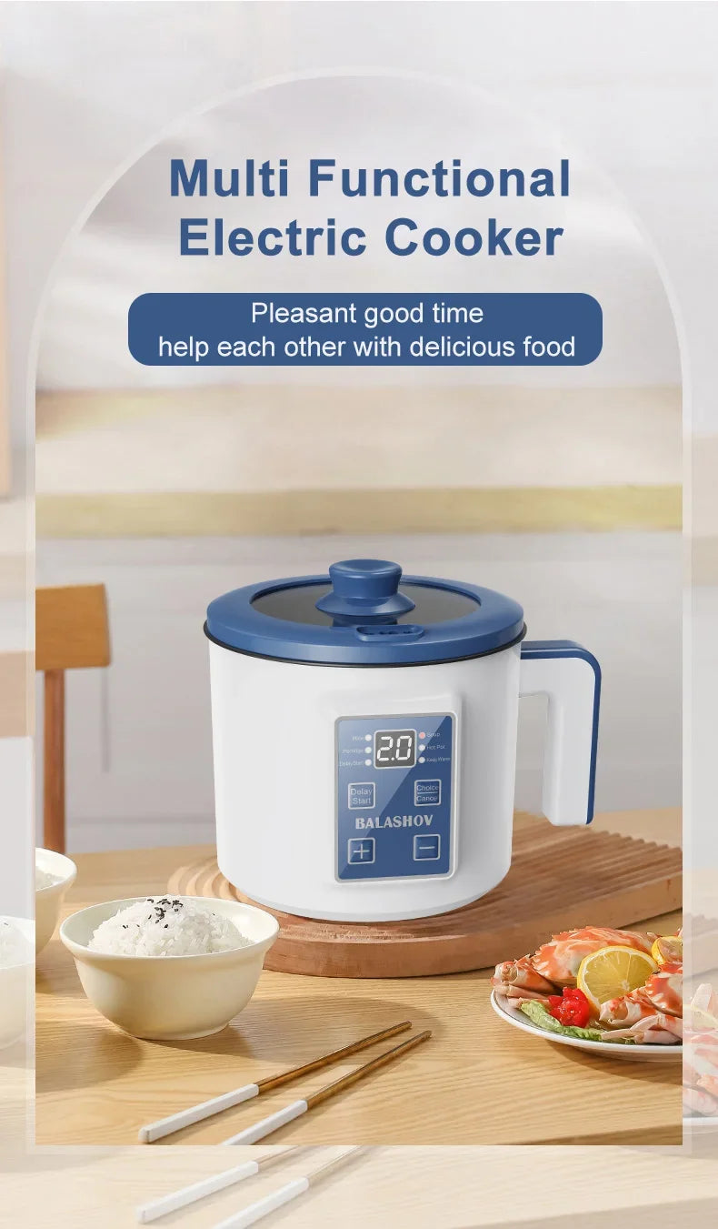 Mini Electric Rice Cooker Double Layer Multi Cooker Non-Stick Smart Steamed Rice Pot for Efficient Home Cooking