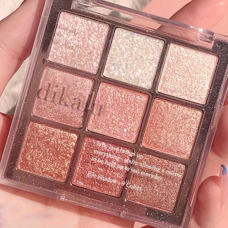 9-Color Eye Shadow Palette Glitter Pearly Long Lasting Korean Makeup