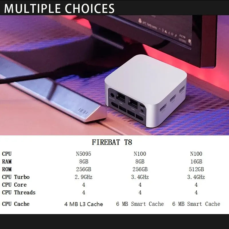 FIREBAT T8 Pro Plus Mini PC Intel Celeron N5095 8GB 16GB 256GB 512GB