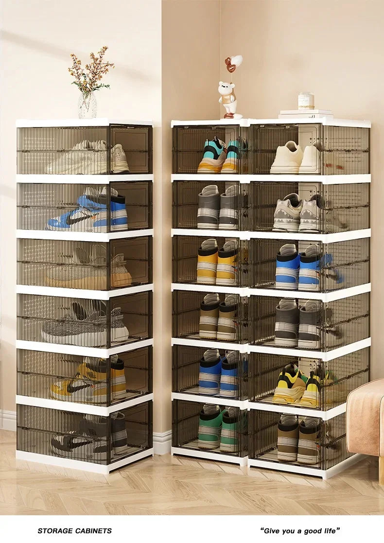 Dustproof 6 Layers Foldable Shoe Box Stackable Organizer