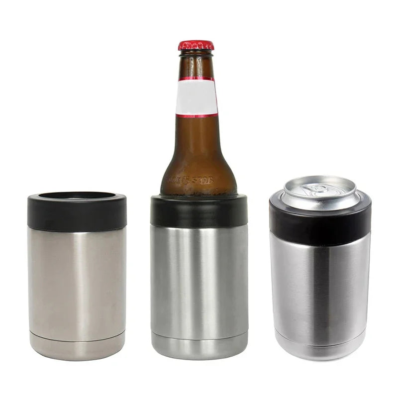 Stainless Steel Beer Cooler β Vacuum Insulated Double-Wall Bottle & Can Holder for Bars & Parties