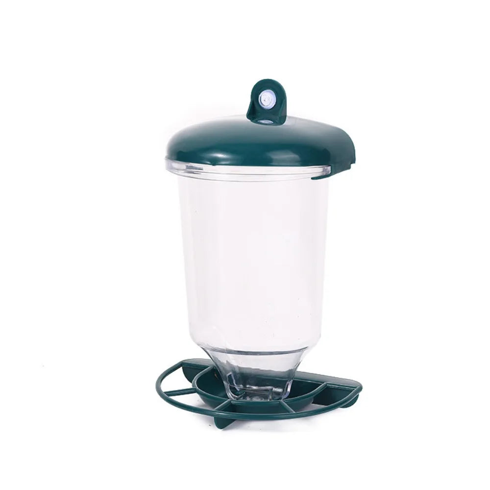 Plastic Bird Feeder Large Capacity Convenient Bird Hanging Food Dispenser with Suction Cup Transparent Bird Water Bowl Garden