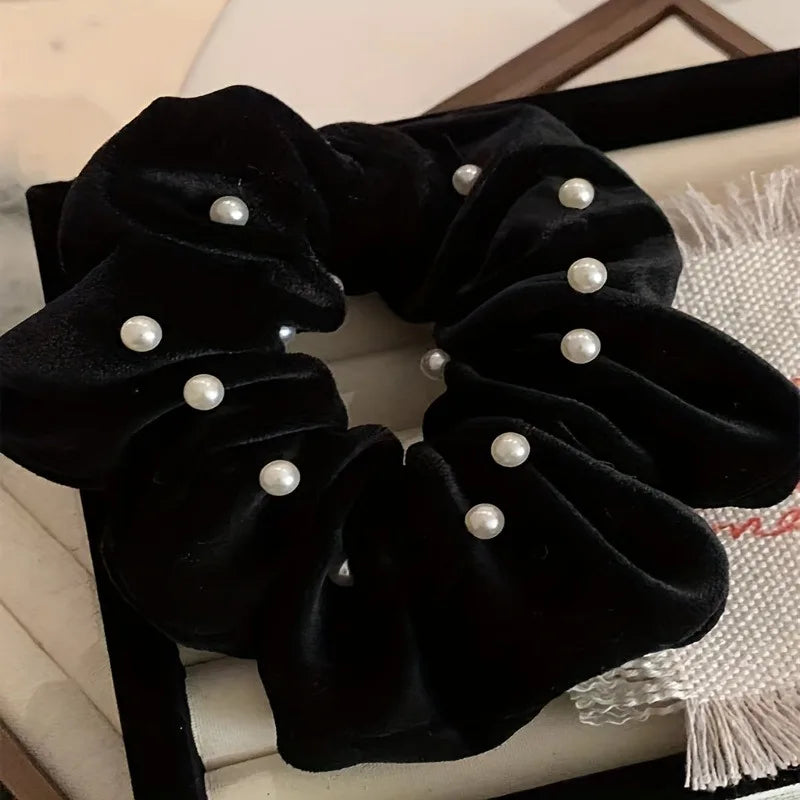1 Pcs Fashion Simple Flocking Black Pearl Headband for Women and Girls
