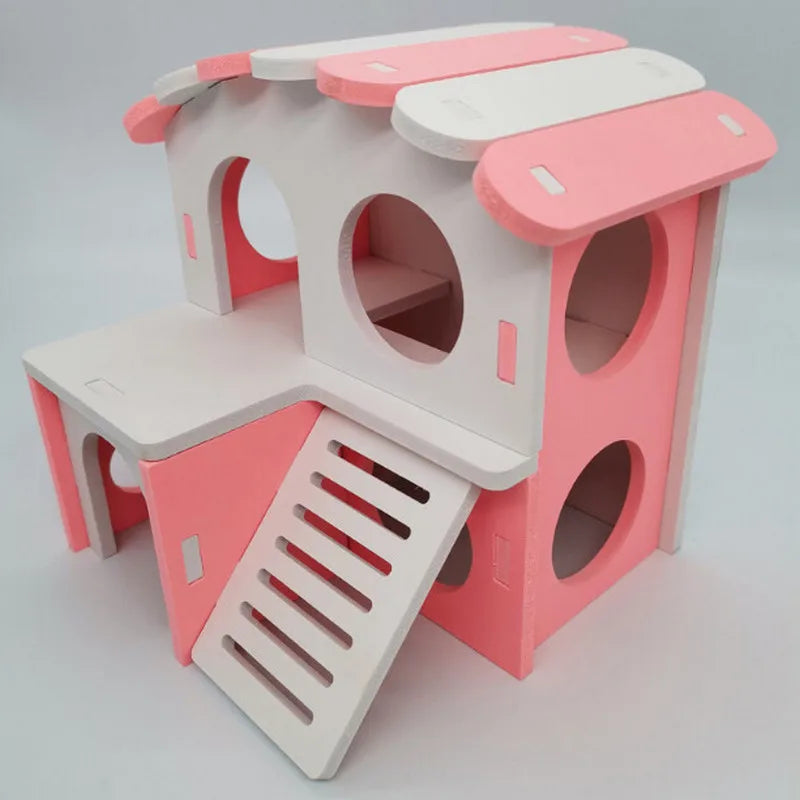 1 piece of barn rat playset, including wooden house, barn board toy, slide nest villa, golden bear house, eco-board bedroom