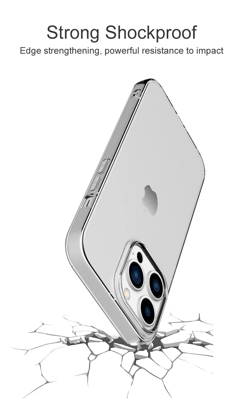 Ultra Thin Clear Silicone Case For iPhone 15 14 13 12 11 Pro Xs Max Mini XR 7 8 6s Plus 6 SE Back Cover