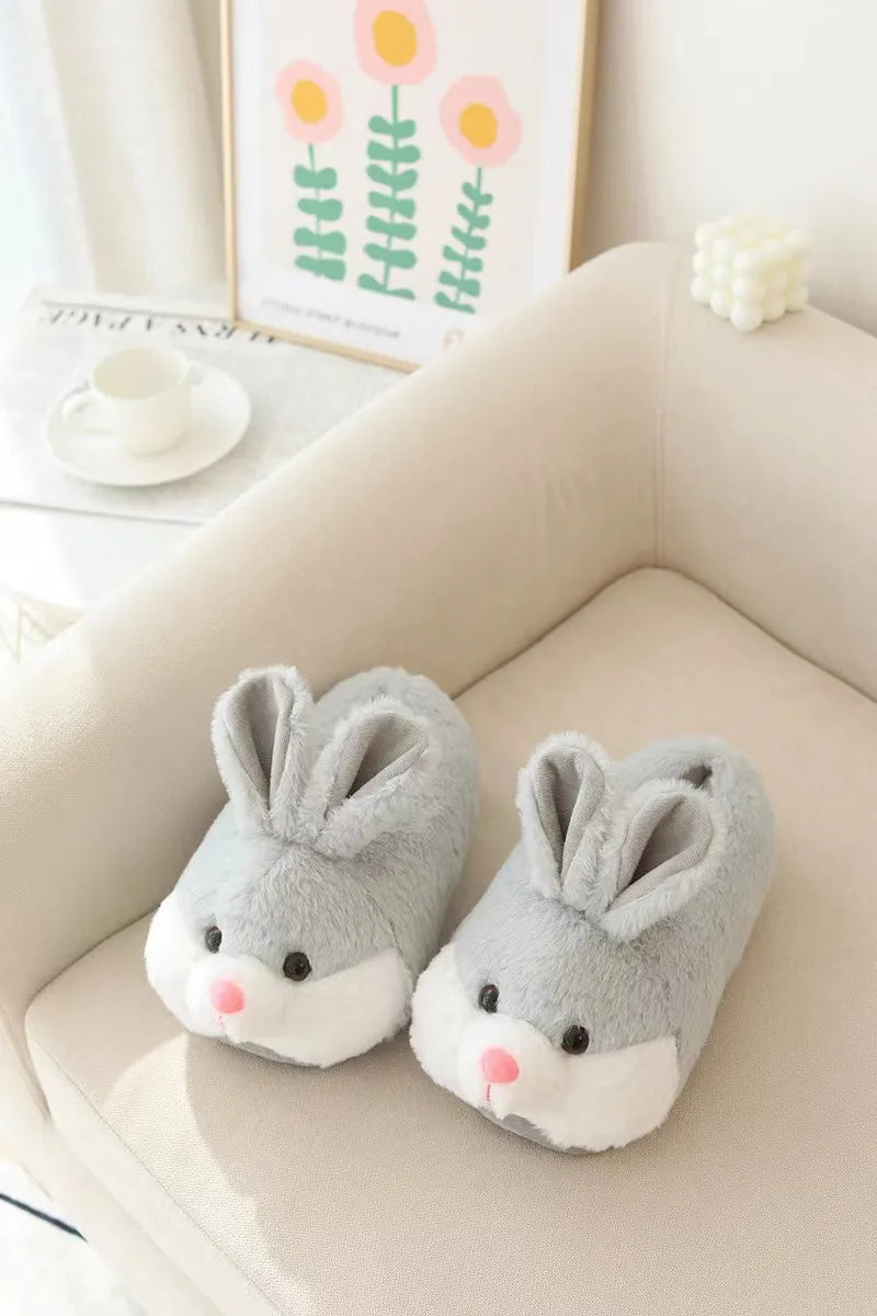 Cute Cartoon Rabbit Cotton Slippers Warm Non-slip Plush Shoes