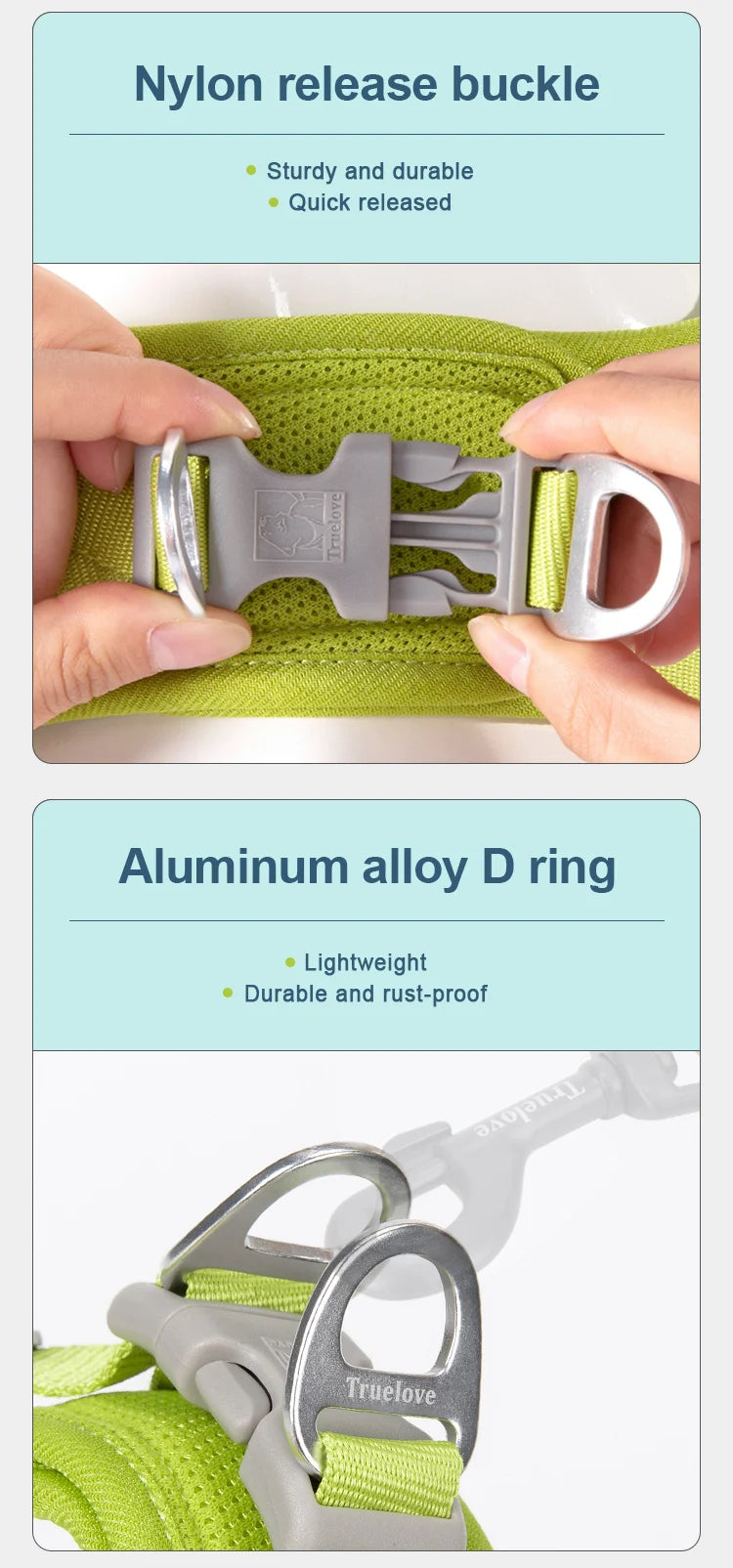 Truelove Adjustable Pet Harness for Small and Medium Dogs Breathable Nylon Mesh Outdoor Training Heavy Duty TLH3013