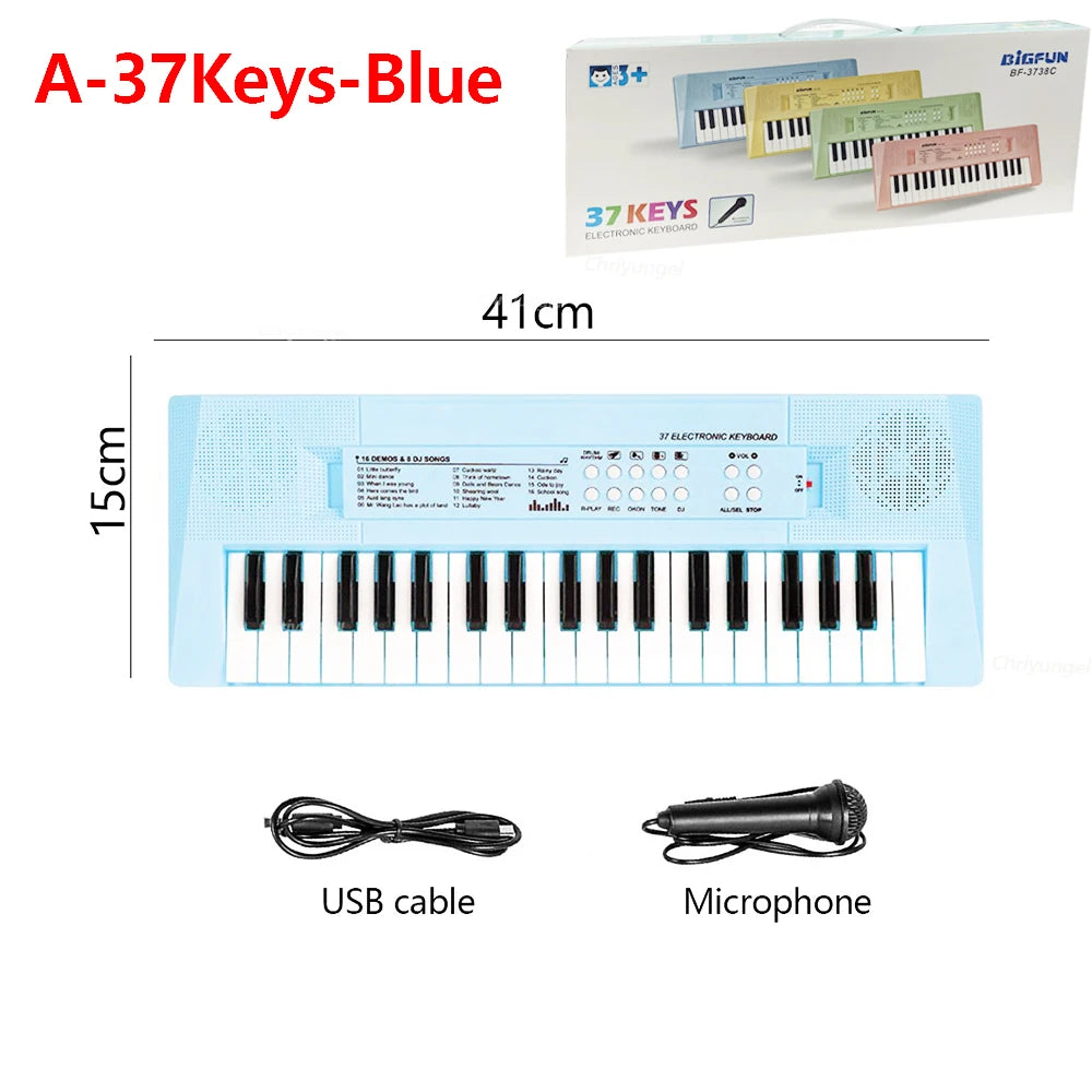 37 Keys Kids Electronic Piano Keyboard with Microphone Educational Musical Instrument for Boys and Girls