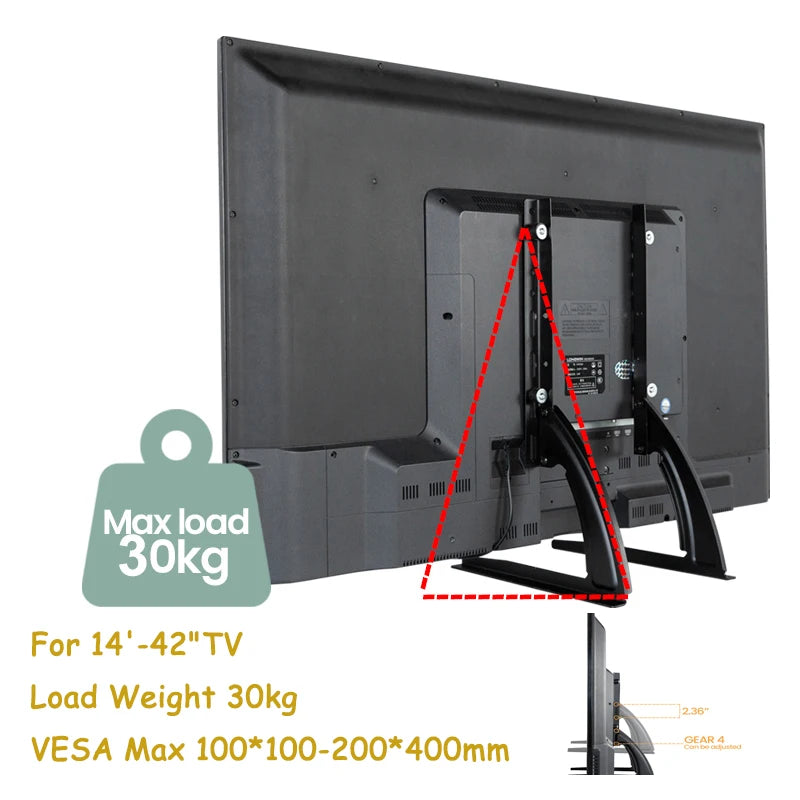 Beishi Universal Table Top TV Stand for 14 to 42 Inch LCD LED OLED TVs Sturdy Monitor Bracket for Flat and Curved Screens