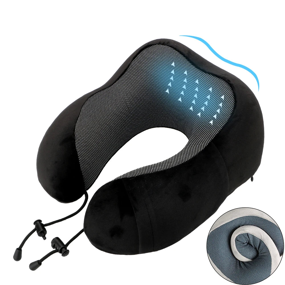 Soft Travel Pillow U Shaped Memory Foam Neck Cushion for Airplanes