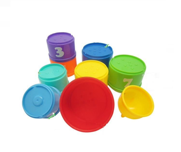 9PCS Set Funny Stacking Cups Toys for Kids Rainbow Learning