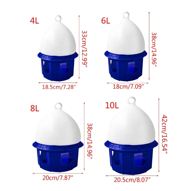 for Pigeon Water Dispenser Durable Plastic Drinker Safe for Birds 4/6/8/10L Capa
