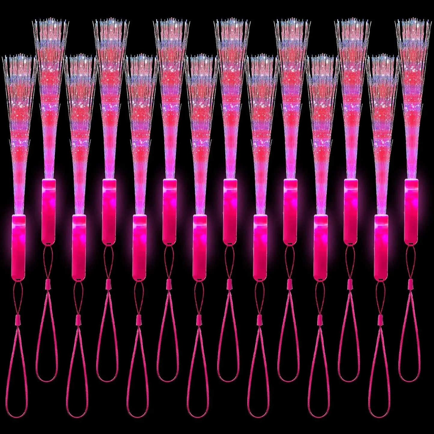 12 Pack LED Fiber Optic Wands Light Up Sticks with 3 Modes for Parties and Events
