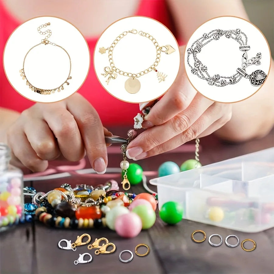 1set Box Gold Silver Lobster Clasp Jump Rings for Jewelry Making