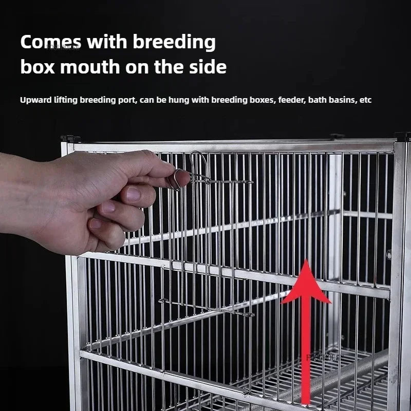 Large Capacity 304 Stainless Steel Bird Cage Luxury Breeding Cage Lovebirds Mating Box Multifunctional Bird House Parrot Cages