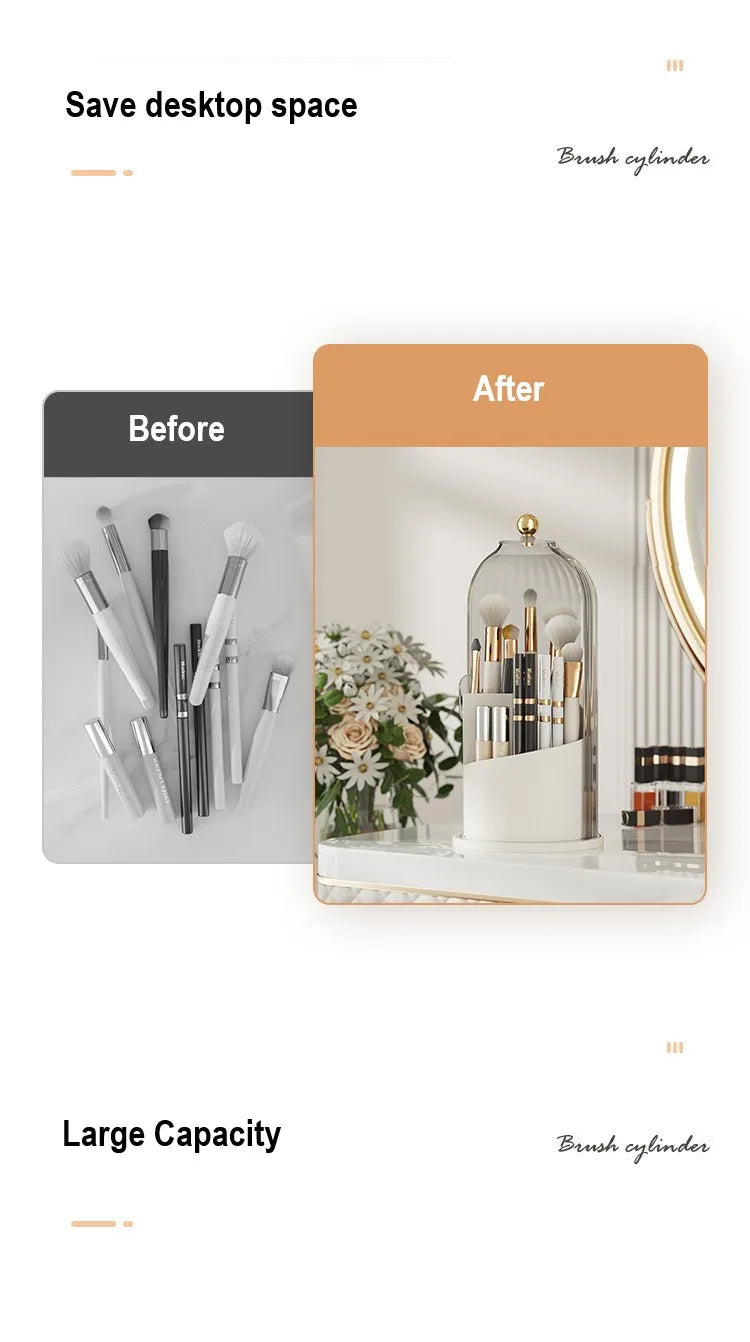 360 Degree Rotating Makeup Brush Holder With Lid Luxury Organizer