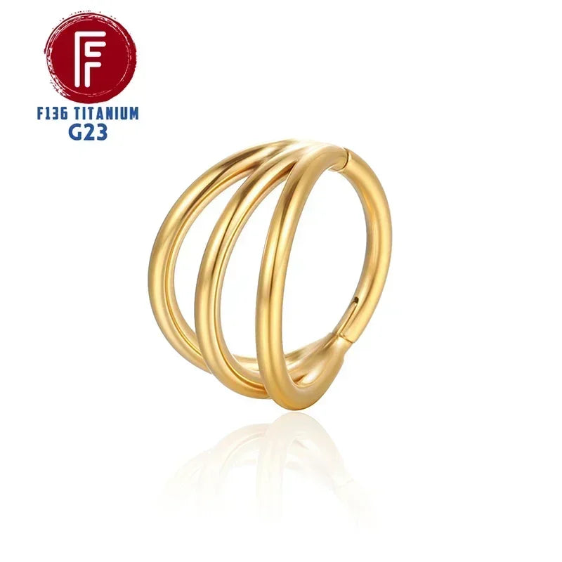 F136 Titanium 3 Layers Nose Rings and Ear Cuff Jewelry
