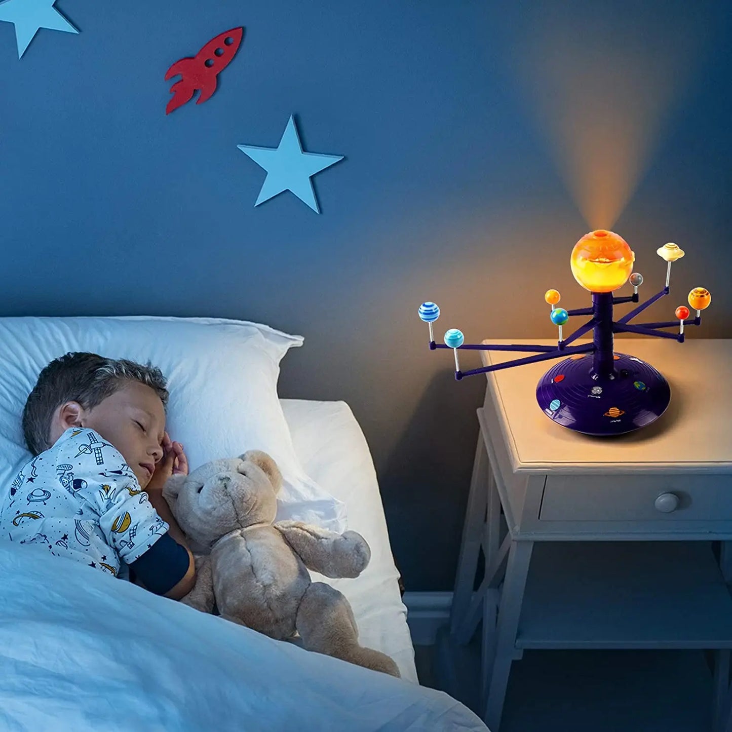 Solar System Planetary Model 8 Planets Set Educational Science Toy for Kids Rotating Projector Puzzle for Ages 6 to 12