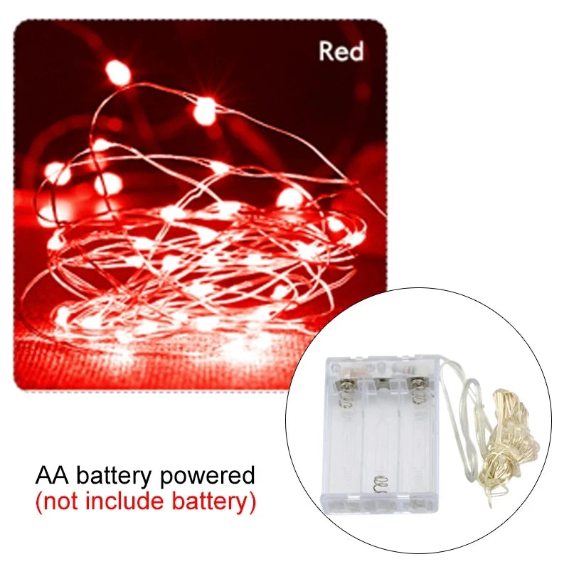 10M 5M 3M 2M Copper Wire LED Tinsel Garland Fairy Lights