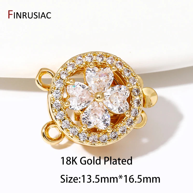 Multi Styles 18K Gold Plated Brass Flower Safety Clasps for DIY Jewelry