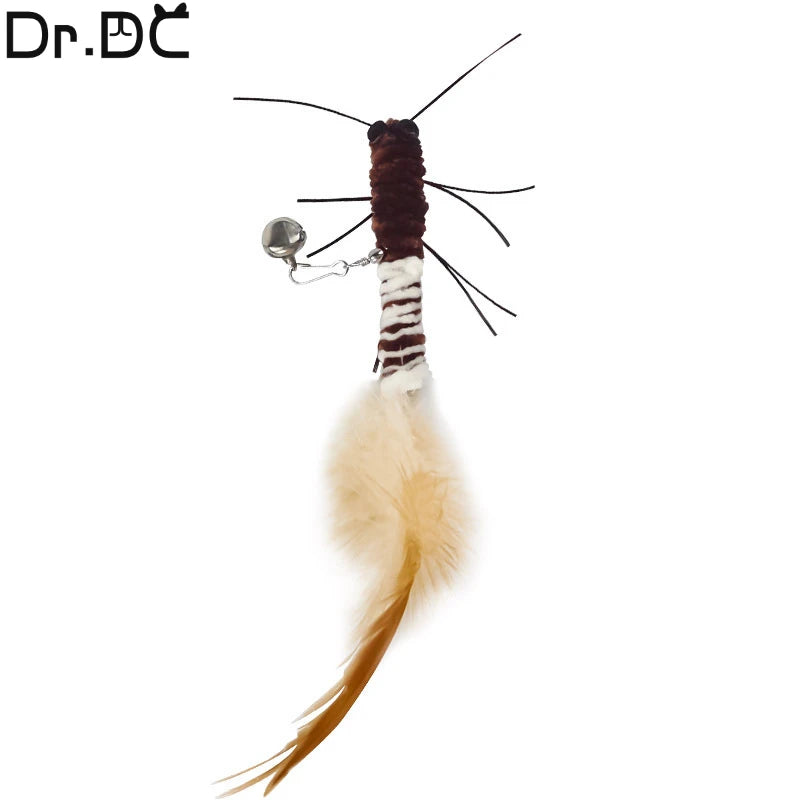Dr.DC Teasing Cat Stick Head with or without Wire Stick Dragonfly Feather Cat Supplies Interactive Fun Pet Cat Toy Accessories