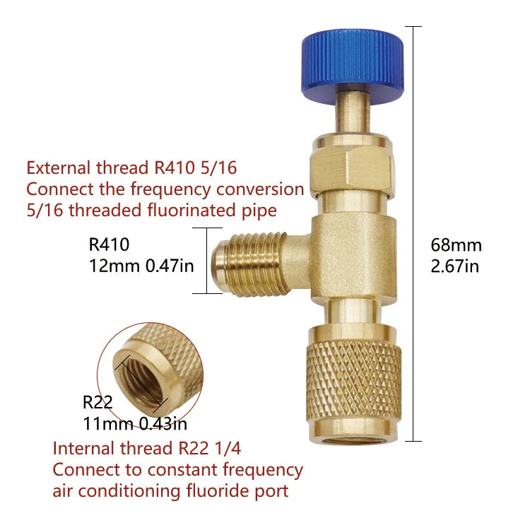 1 pieza de aire acondicionado más válvula de seguridad para líquido R410 R22, interruptor de mantenimiento de vacío de refrigerante, herramienta de detección R22