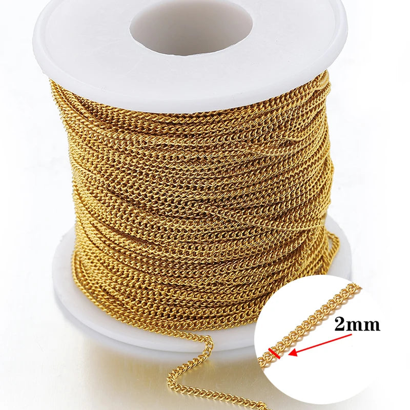 2Meters Stainless Steel Link Cable Gold Chains for DIY Jewelry