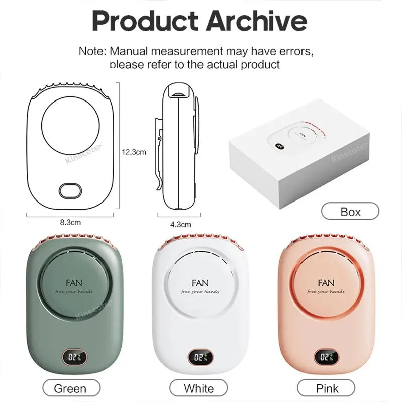 Portable Hanging Neck Fan Mini Cooling Waist Fans Bladeless USB Rechargeable Sports Cooler Fan for Outdoor Use