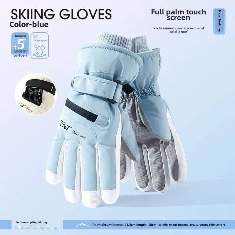 Non Slip Touch Ski Gloves Waterproof Pocket Warm Unisex Snowboard Accessories