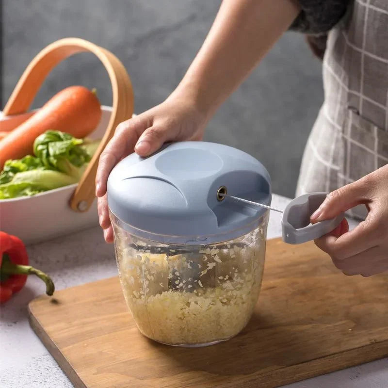900ML Manual Meat Mincer and Vegetable Cutter Combo - Versatile Garlic Chopper for Effortless Food Preparation
