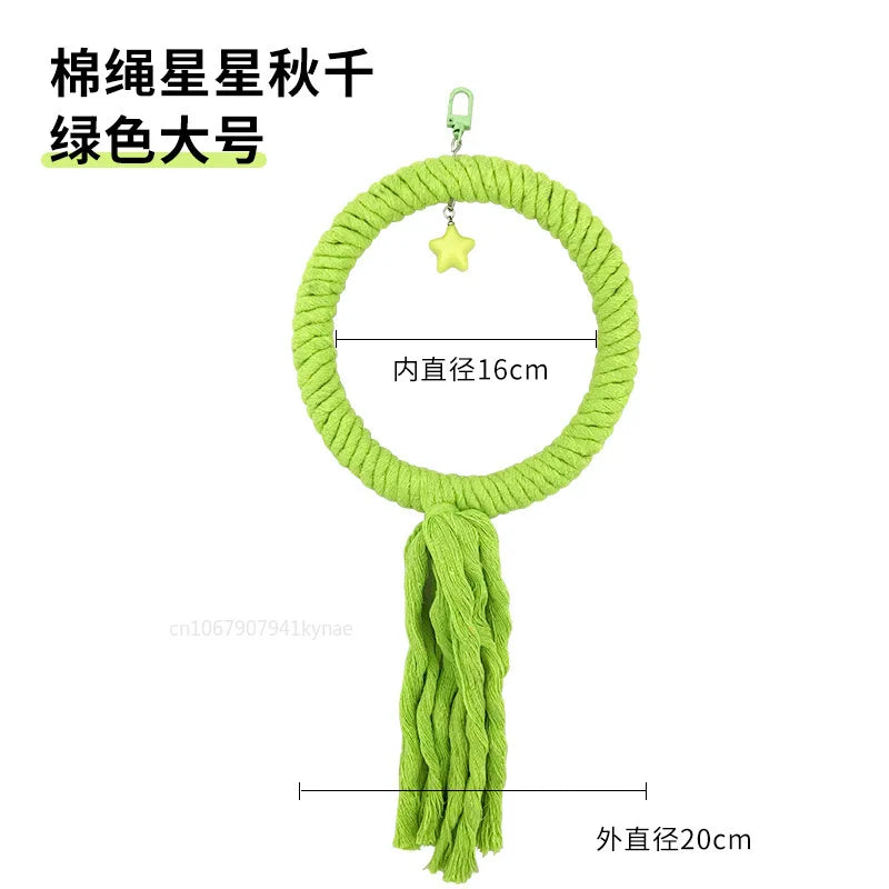 Colorful Parrot Cotton Rope Hanging Braided Budgie Bird Cage Cockatiel Toy Pet Stand Accessories Ladder Swing Supplies