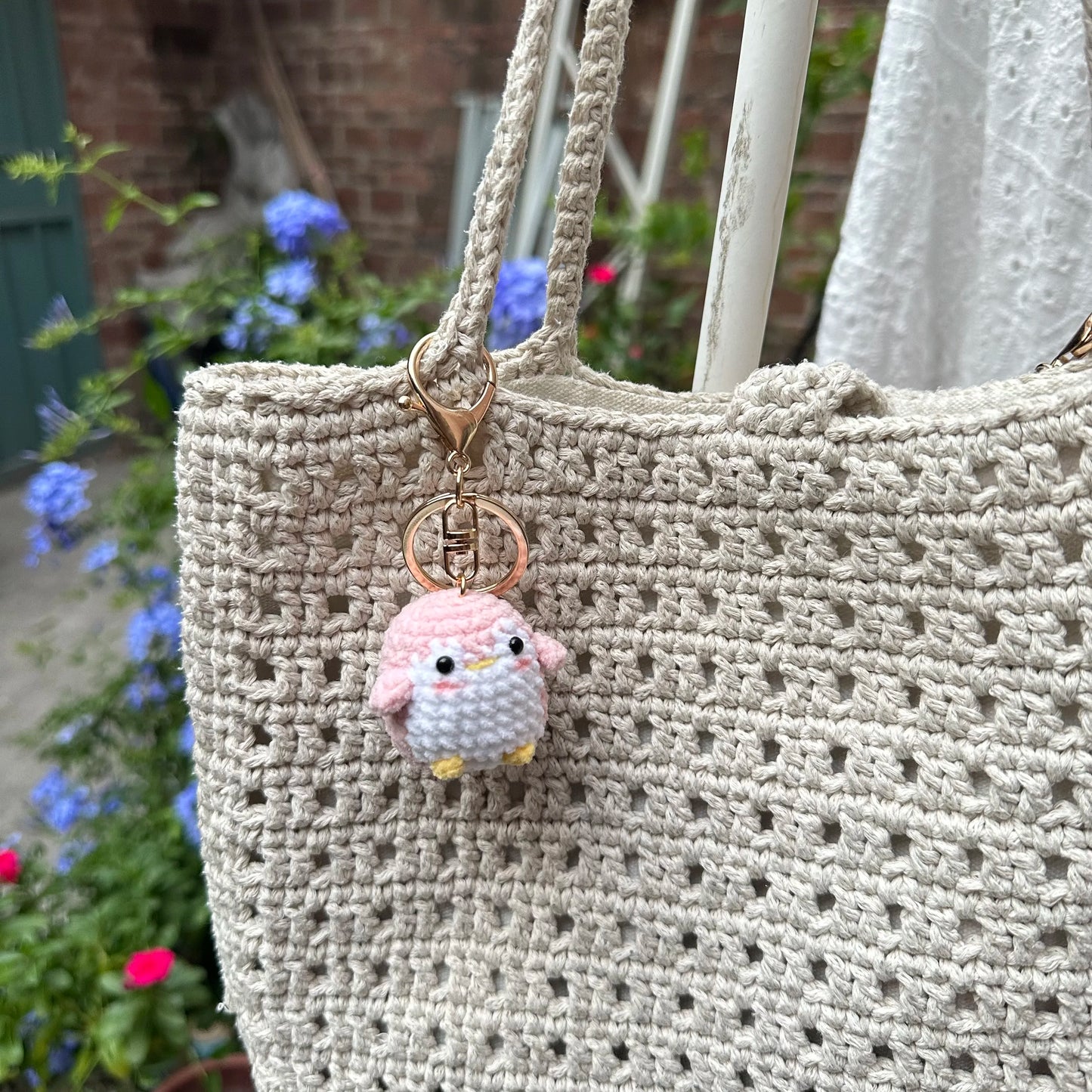 Handmade Cute Cotton Wool Penguin Doll Crochet Keychain