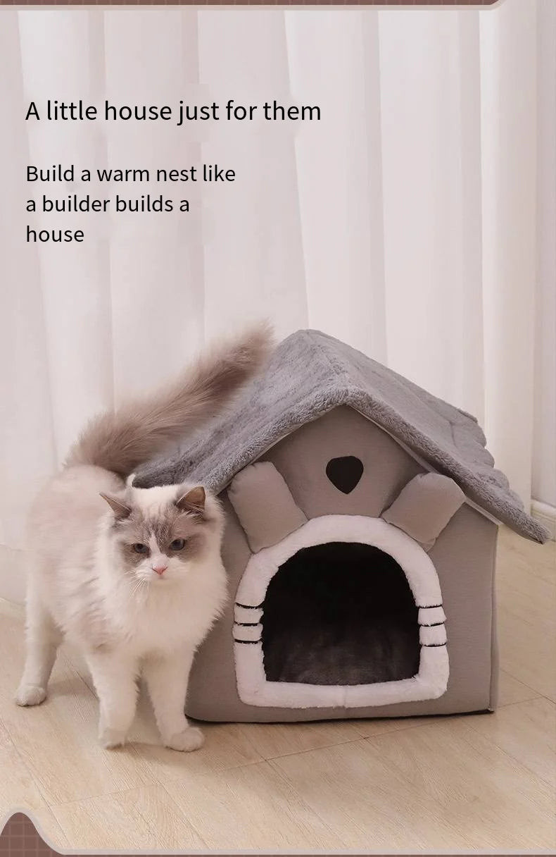 All Seasons Warm Washable Cat Dog House Soft Pet Bed Kennel for Small Medium Pets Durable Cozy Cushion