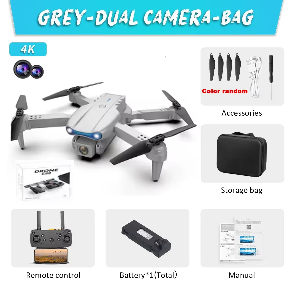 E99 Pro Drone Quadcopter HD 6K Photography Remote Control Toys