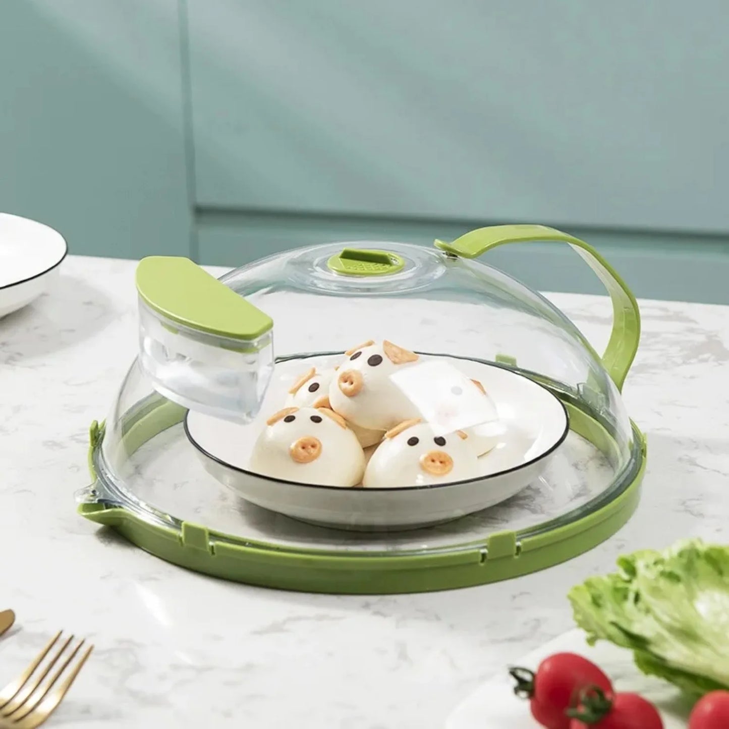 Microwave Food Cover 10 Inch Clear Lid with Handle and Water Steamer Function
