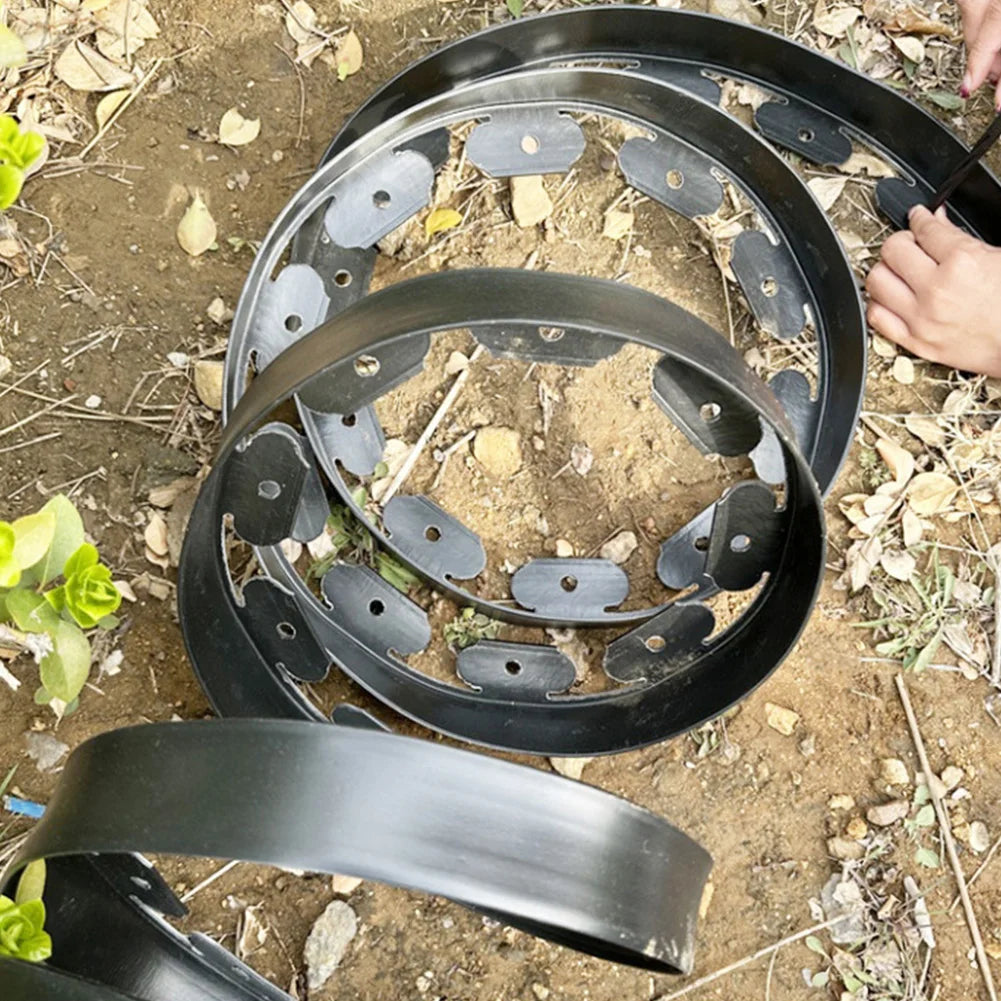 10M Plastic Garden Edging Border Kit with 30 Anchoring Spikes for Easy Installation and Durable Landscape Design