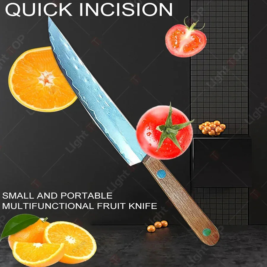 67 Layers Forged Damascus Steel Steak Knife Set with Sharp Fruit Knife and Premium Solid Wood Handle, Available in 1 to 8 Piece Options