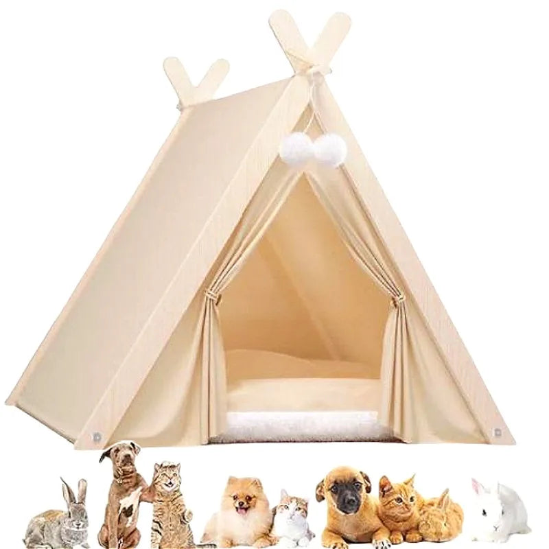 Pet Tent House Foldable and Removable Portable Comfortable and Breathable Cat House Stable Dog House with Thick Pad Pet Supplies