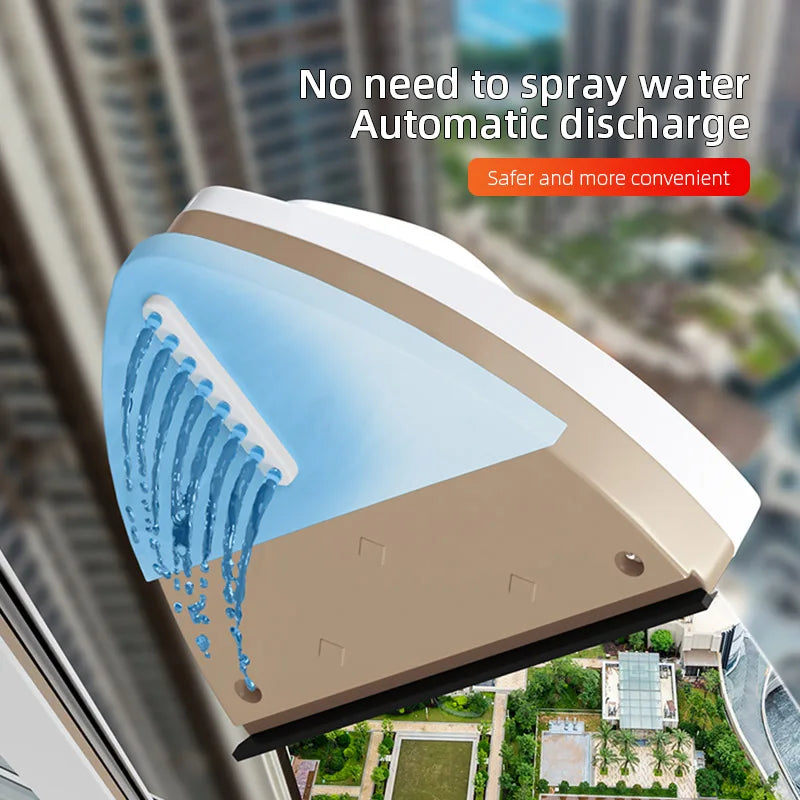 Magnetic Glass Window Cleaning Tool with Water Discharge Double Layer Wiper for Effortless Home Cleaning