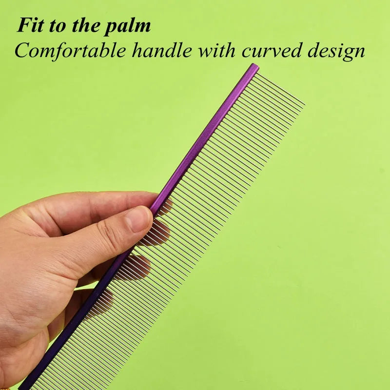 22cm S-Shaped Stainless Steel Pet Grooming Comb for Cats and Dogs with Dense Teeth for Effective Hair Removal and Cleaning