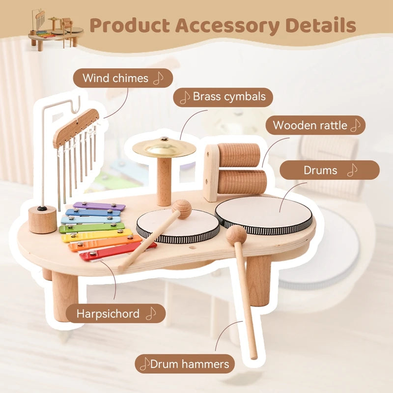 Baby Montessori Musical Xylophone and Aeolian Bells Educational Wooden Toy for Newborns and Toddlers Perfect Birthday Gift