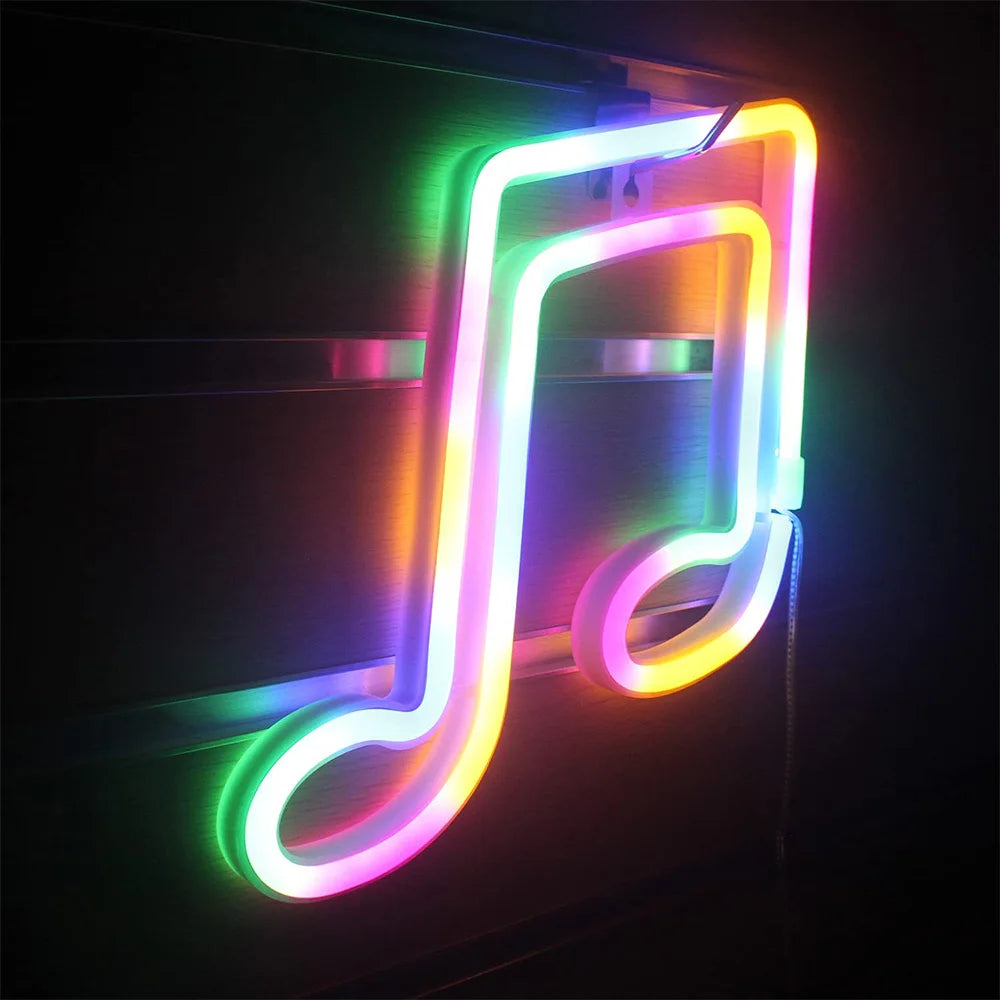 USB/Battery LED Neon Sign Lights Musical Note Wall Art Decor