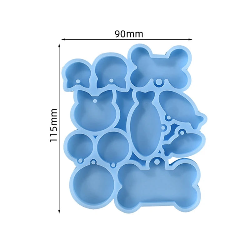Dog Tag Bone Shaped Keychain Mold for DIY Resin Jewelry