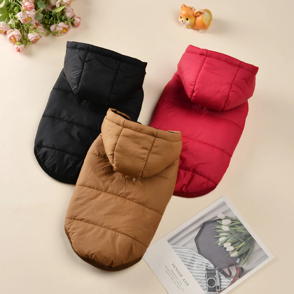 Dog Hooded Winter Jacket Soft Warm Fleece Velvet Puppy Vest Coat Pet Dog Hat Clothes Cold Proof Winter Padded Yorkies Costume