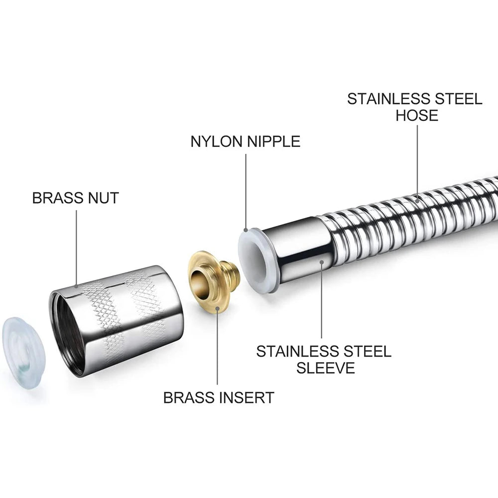 1.5/2M Black SUS 304 Flexible Shower Hose for Easy Plumbing
