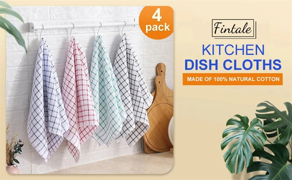 Olanly 100 Percent Cotton Kitchen Towel Super Absorbent Dishcloths for Home Cleaning and Washing Dishes