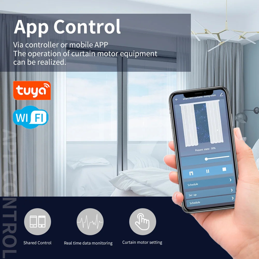 Motor de persiana eléctrica inteligente Tuya Wifi/Zigbee con control remoto RF de 22,5 cm, aplicación de control, Alexa, Google Assistant SmartThings